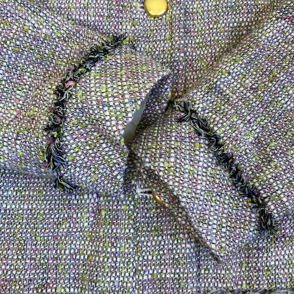 J.Crew Sz S Confetti Tweed Blazer Jacket Pink Green Bracelet Sleeves Classic - Picture 11 of 16
